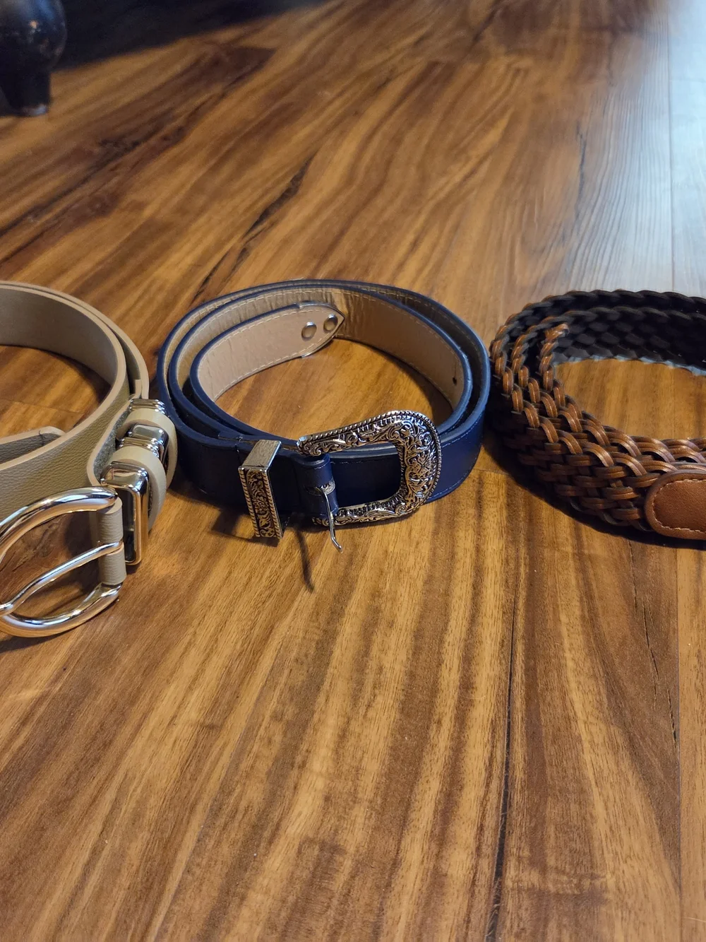Women’s Tan, Navy and Beige Fashion Belt Set